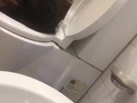 Tamil innocent girl tidies up the toilet with her tongue