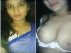 Beautiful woman enjoying her breasts