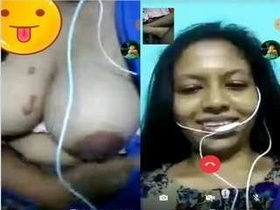 Pretty girl reveals her body to her partner via video chat