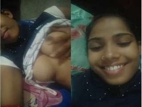 Beautiful Indian woman gives a blowjob and flashes her breasts