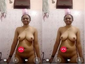 Desi girl reveals her breasts to her partner on a video call