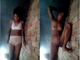 Rustic girl sells herself for cash and bares her naked body