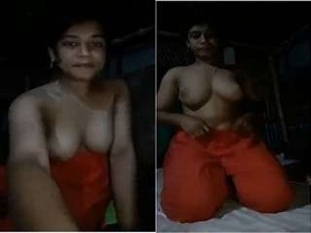 Black girl records herself with her finger in a cute video