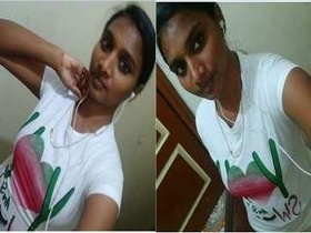 Exclusive video of a cute Tamil girl flaunting her breasts