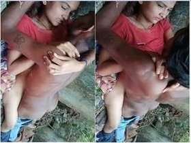 Desi couple enjoys outdoor sex in public place