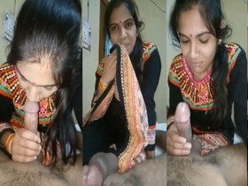 Indian wife gives blowjob to her husband on webcam