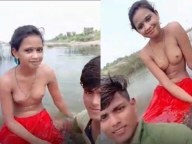 Indian lovers take nude selfies while bathing in nature