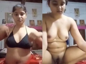 Cute Indian woman flaunts her naked body in a selfie video