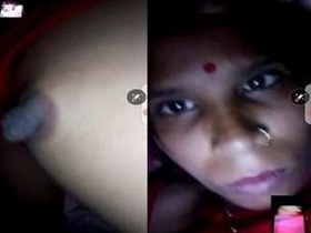 Indian wife flashes her breasts on video call
