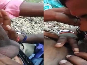 Marathi wife performs open-air blowjob in the countryside