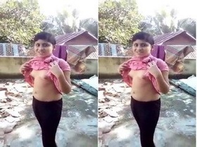 Indian girl flaunts her breasts for her partner