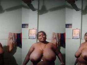 Indian wife flaunts her huge and natural breasts in front of her husband