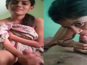 Dehati beauty gives a blowjob to her lover's big cock