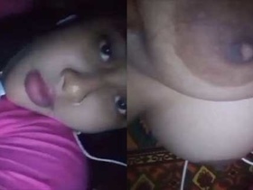 Dehati girl with big boobs takes a selfie in the village