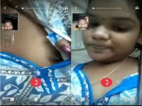 Amateur Indian girl reveals her breasts in a video call