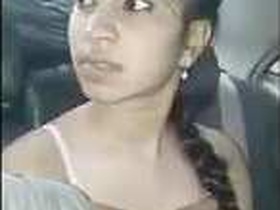 Desi collage girl gives blowjob to her black lover in a car