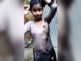 Young girl shows off her perky breasts and cute vagina in explicit video