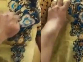 Indian bhabhi's big boobs pressed against walls