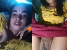 Desi babe flaunts her ample breasts and wet pussy