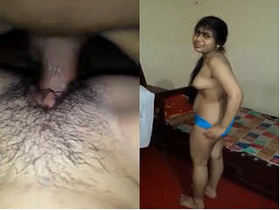 Indian girl pleasures herself with fingers and tongue