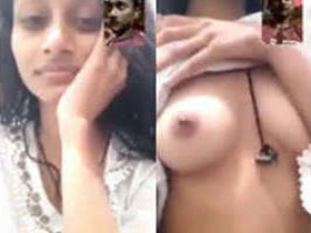 Cute girlfriend flaunts her body in a video call