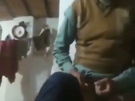 Old man gets his shoulders covered in cum in village