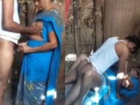 Aunty gets hard and fucks outdoors for cash
