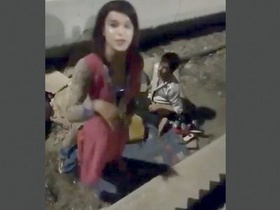 Shemale gets caught by customer while fucking with her pussy