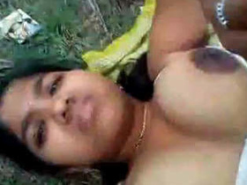 Outdoor encounter with a village girl with big tits and audio
