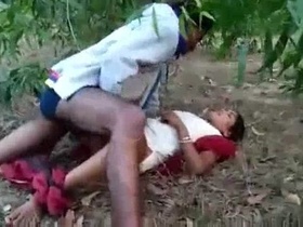 Indian girl gets fucked in the backyard for a pornographic film