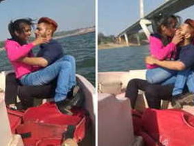 Desi couple gets horny on boat and shares XXX kisses