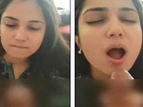 Pakistani amateur fellatrix gets lost in the moment while sucking on a big cock