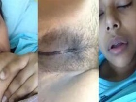 Desi girl shows off her hairy pussy and boobs in solo video
