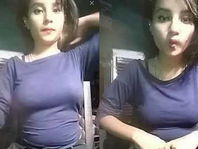 Cute Indian girl in tight dress flaunts her assets on call