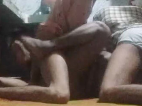 Desi mature bhabhi takes on two hard cocks