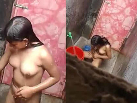 Voyeur captures naked bath time of desi teen sister
