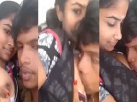 Tamil sex video featuring a teenager's boob absorption and boob sucking