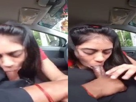Chennai girl's outdoor blowjob and cum drinking in a car