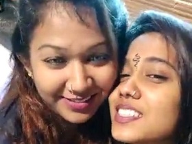 Intense kissing in a sexy video of Desi lesbian romance