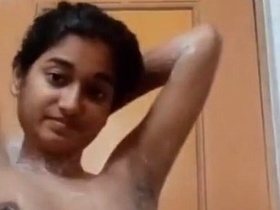 Nude selfie of Indian teen in bathroom