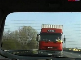 Marina Rampanti, an Italian pornstar, has sex with a truck driver
