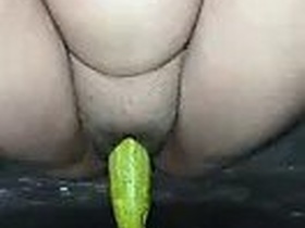 Desi Indian girl enjoys cucumber in her pussy