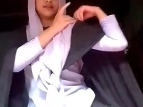 Stunning collage girl enjoys solo playtime