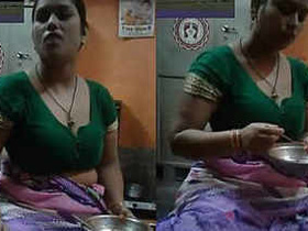 Aunty's big breasts in a traditional outfit