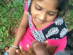 Telugu girl gives a blowjob in the great outdoors
