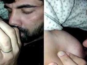 Homemade video of Pakistani amateur with a beard sucking on nipple