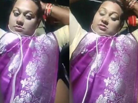 Indo-Aryan aunty's side view of her big boobs