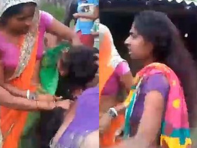 Desi bhabi fights in the outdoors with boobies bouncing