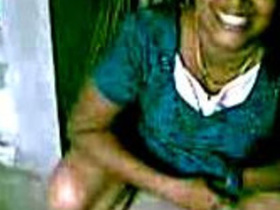 Desi aunty covers her boobs and feels shy during live show