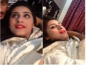 A Pakistani girl fondles her lover's boobs